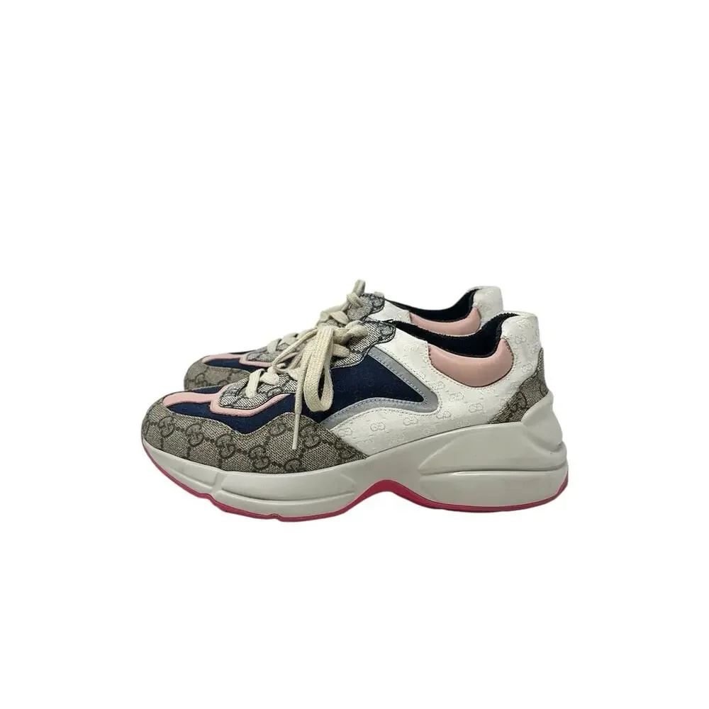 Gucci Rhyton GG Canvas Multi Monogram Low Top Sneakers Runners Size 38.5